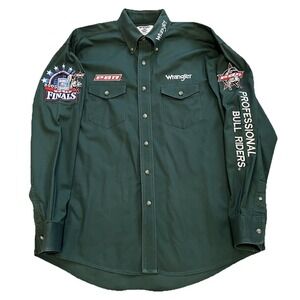 VTG Wrangler PBR Western Shirt Mens L Professional Bull Rider Ford Tough Finals